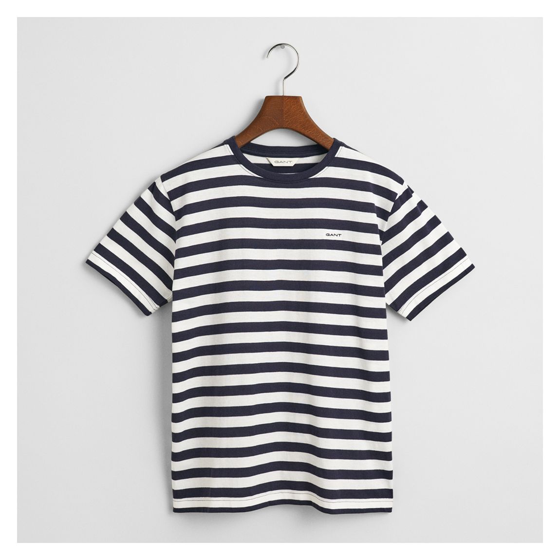 Navy/White Striped Shield Cotton T-Shirt main product photo