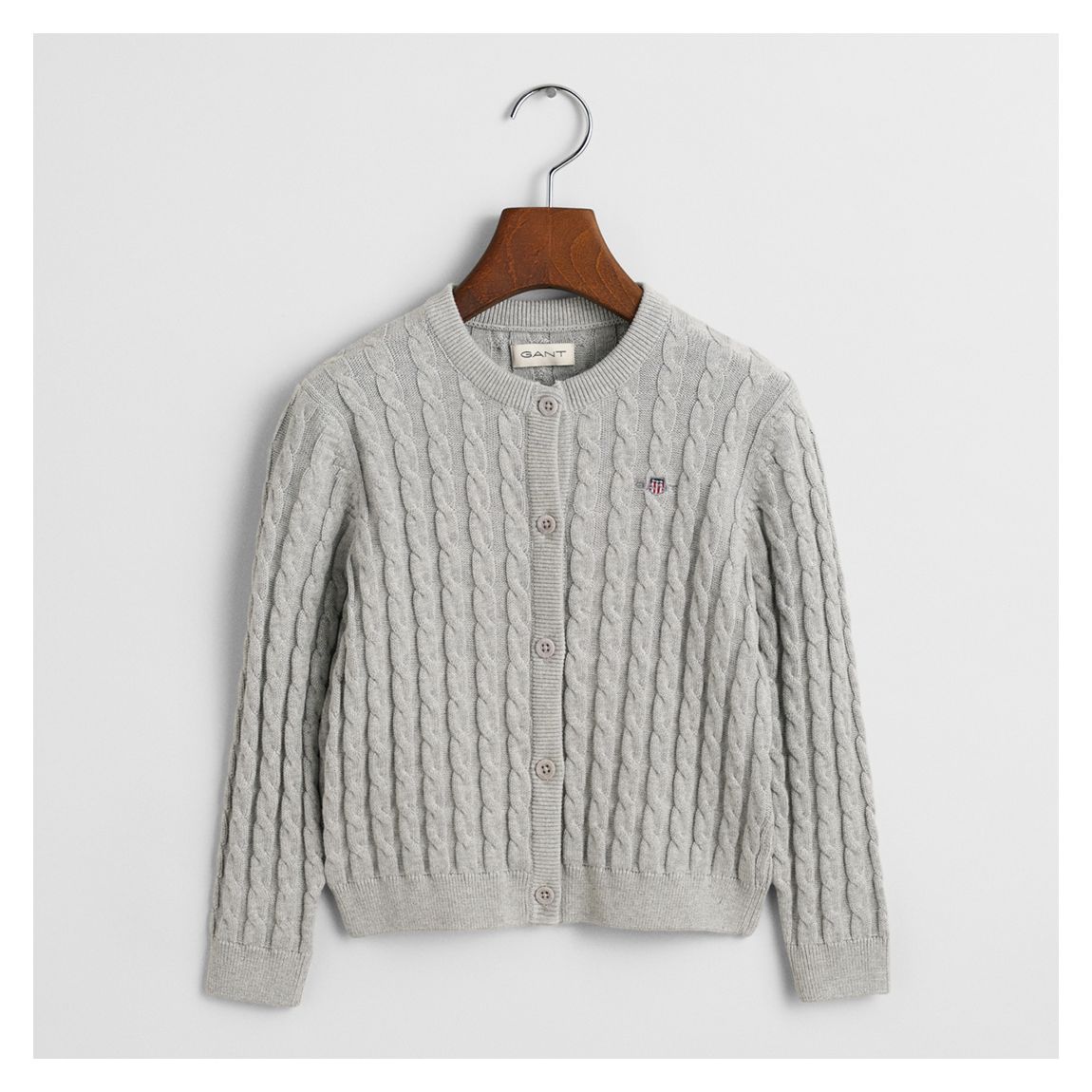 Grey Marl Shield Cotton Cable Cardigan main product photo