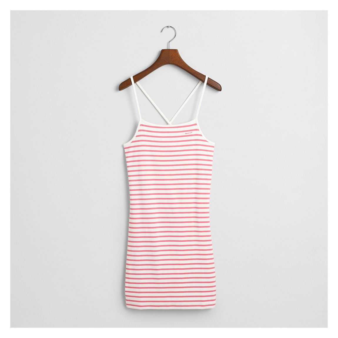 Pink Striped Girls Cotton Blend Tank Dress main product photo