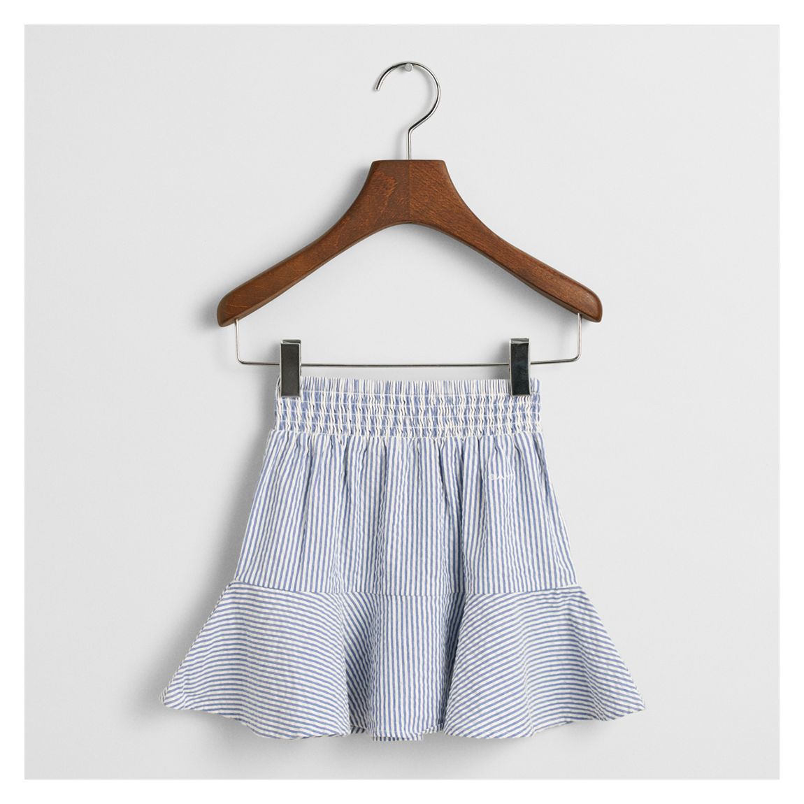 Blue Striped Girls Seersucker Cotton Skirt main product photo