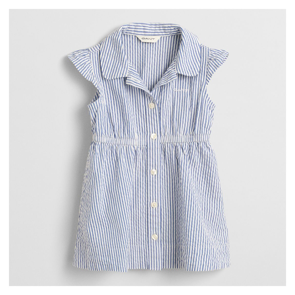 Blue Striped Girls Seersucker Cotton Dress main product photo