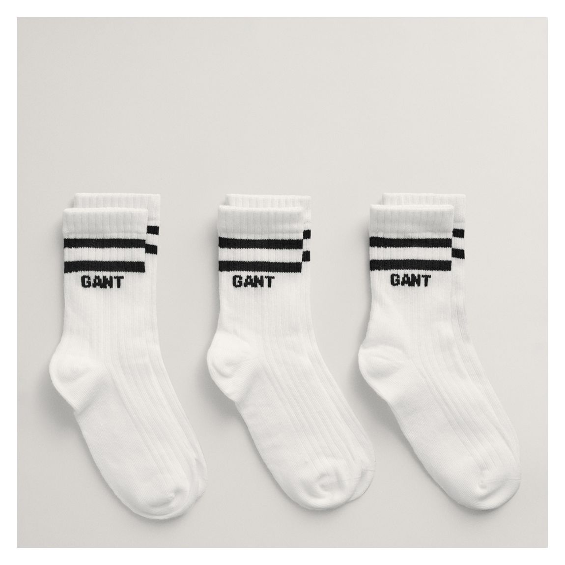 White Logo Rib Socks 3-Pack main product photo