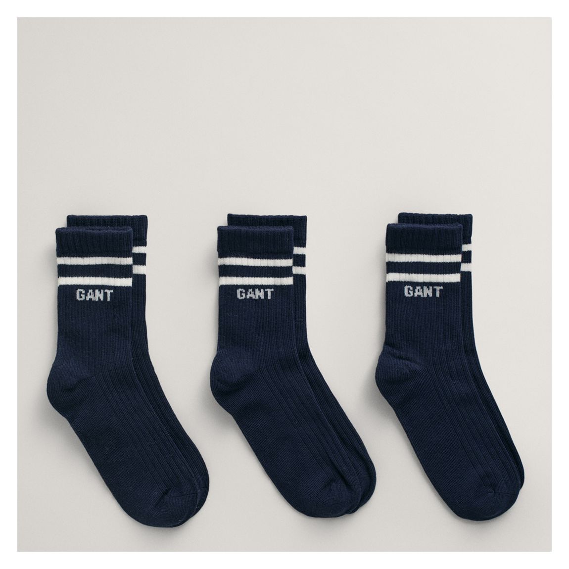 Navy Logo Rib Socks 3-Pack main product photo