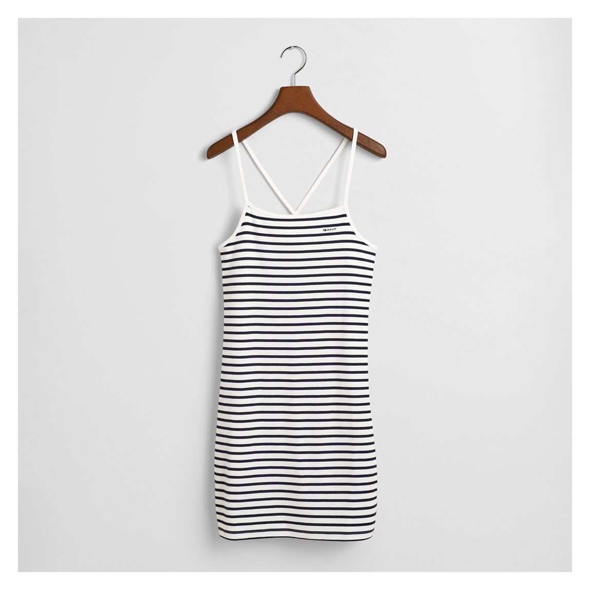 Navy Striped Girls Cotton Blend Tank Dress main product photo