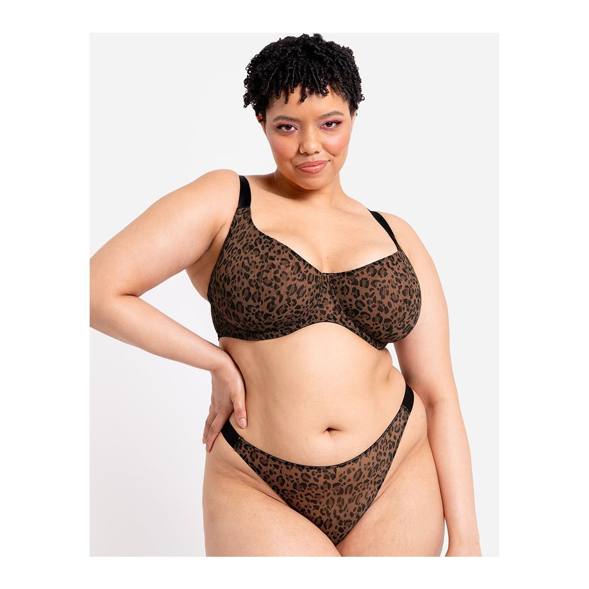 Curvy Kate Cool Cat Scooped Multiway Balcony Bra Leopard Brown 34HH main product photo
