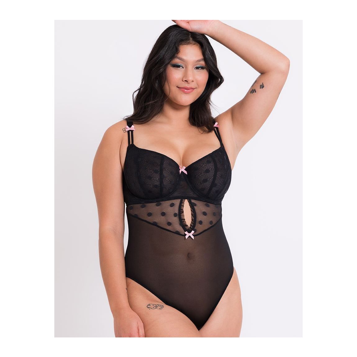 Curvy Kate Frill Me Balcony Bodysuit Black/Pink 32H main product photo