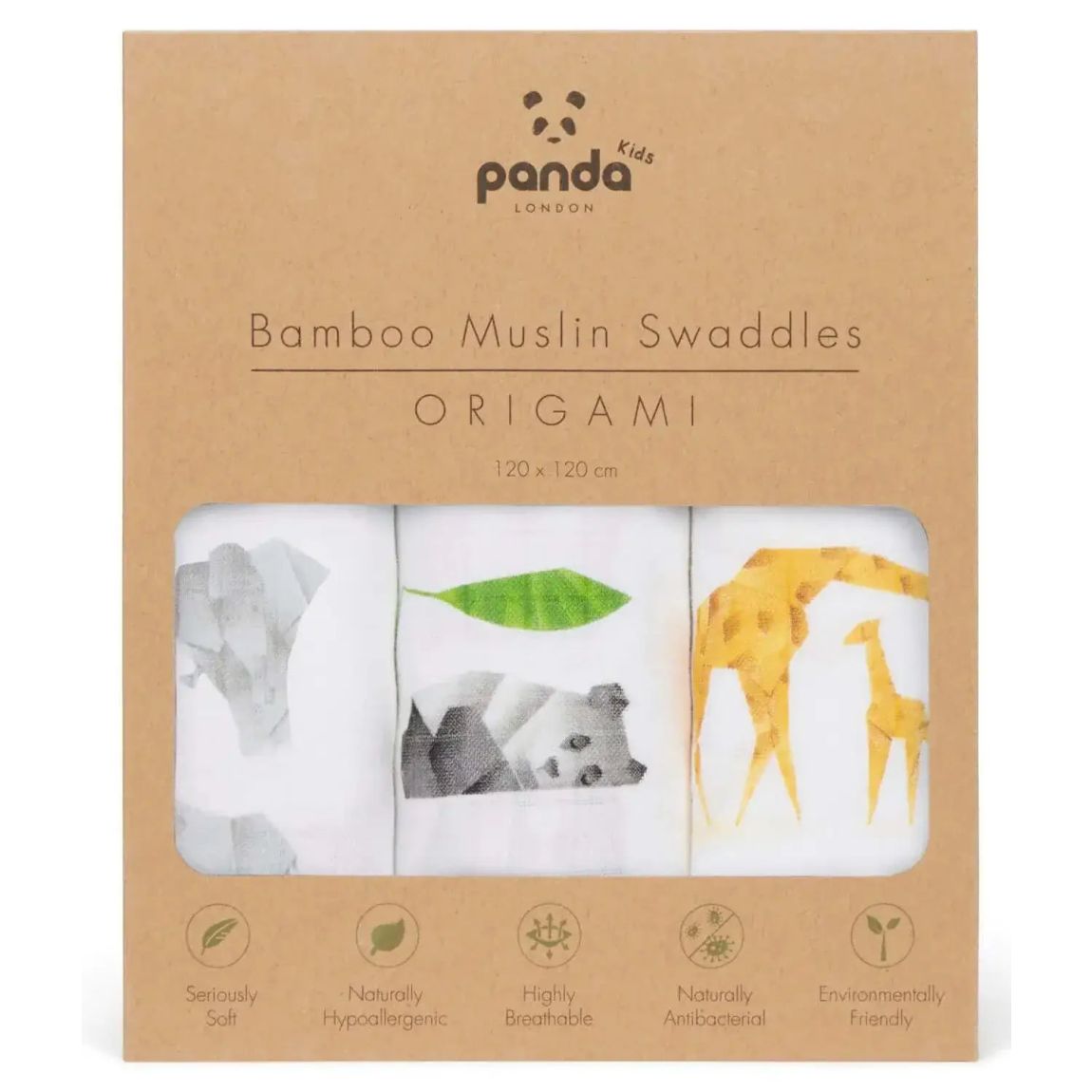 Panda Bamboo Baby Muslin Swaddle - Origami main product photo