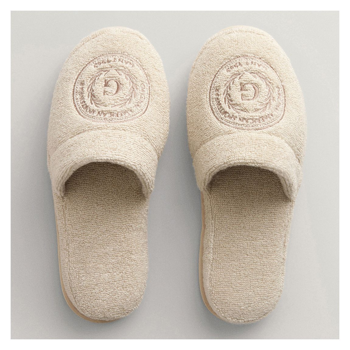 Stone Embroidered Crest Slippers main product photo