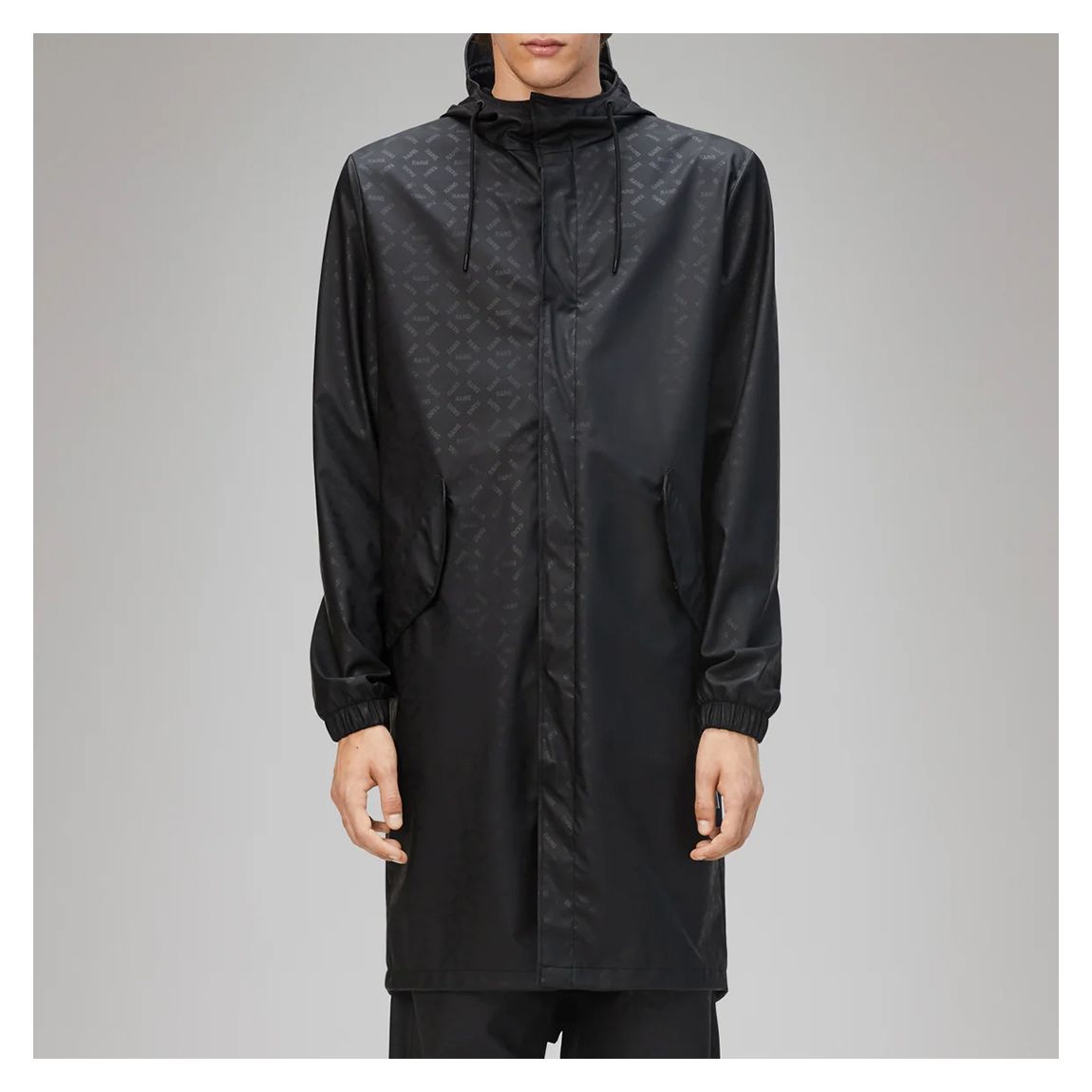 Black Monogram Fishtail Unisex Waterproof Parka main product photo