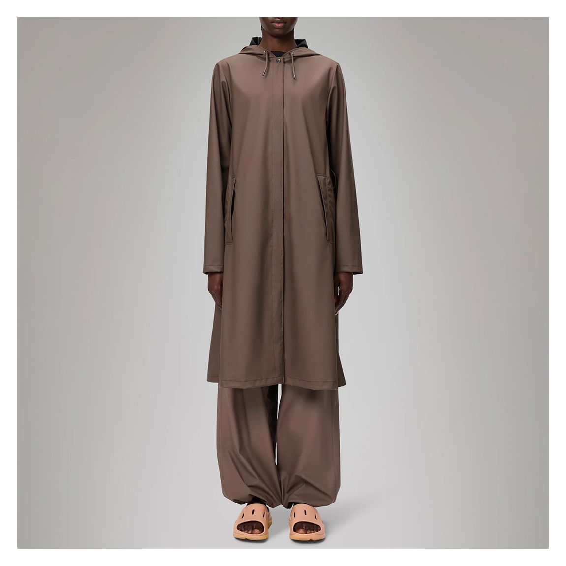 Taupe A-Line Unisex Waterproof Rain Jacket main product photo