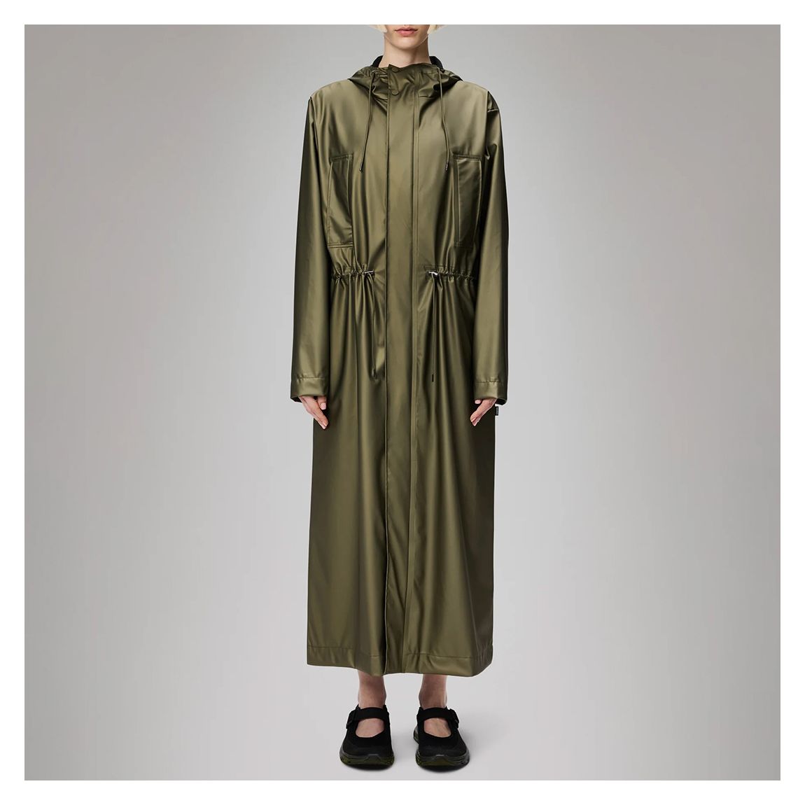 Khaki Unisex Bold Longest Waterproof Rain Jacket main product photo