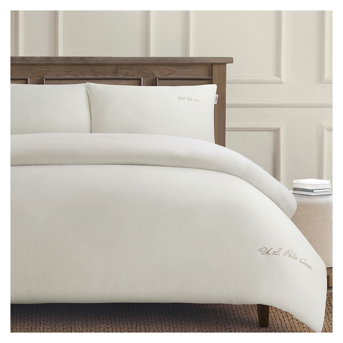 Pure Cotton Chambray Duvet Set, Single, Oatmeal main product photo