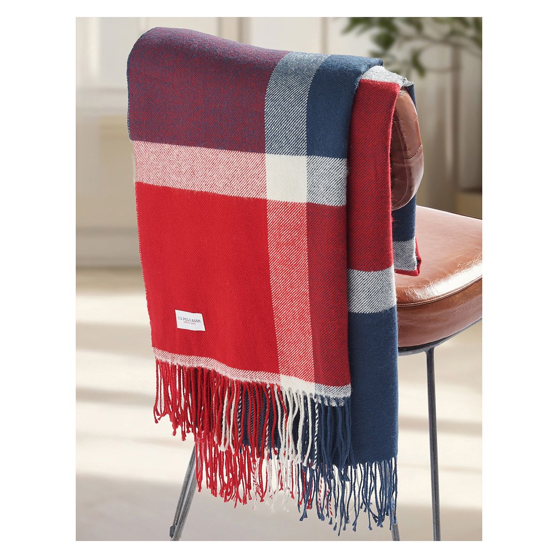 Luxurious Soft Check Boxed Throw, Navy Iris main product photo