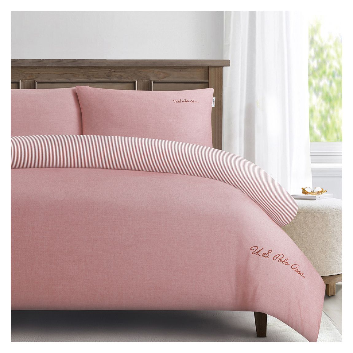Pure Cotton Chambray Duvet Set Haute Red Super Kingsize main product photo
