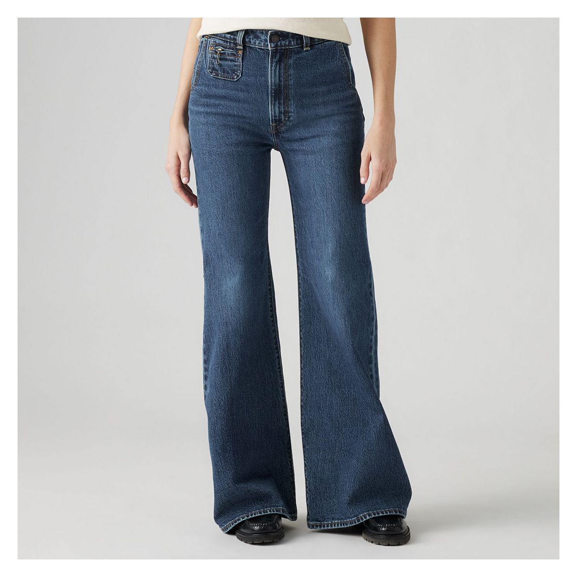 Dark Blue Ribcage Bell Cotton Stretch Jeans main product photo