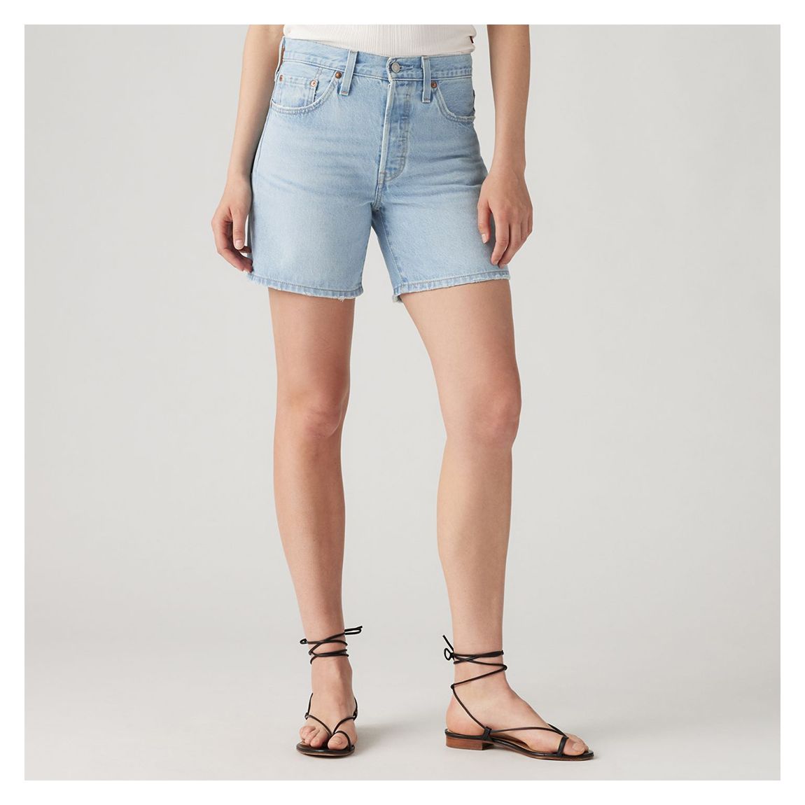 Light Blue 501® Mid Thigh Cotton Shorts main product photo