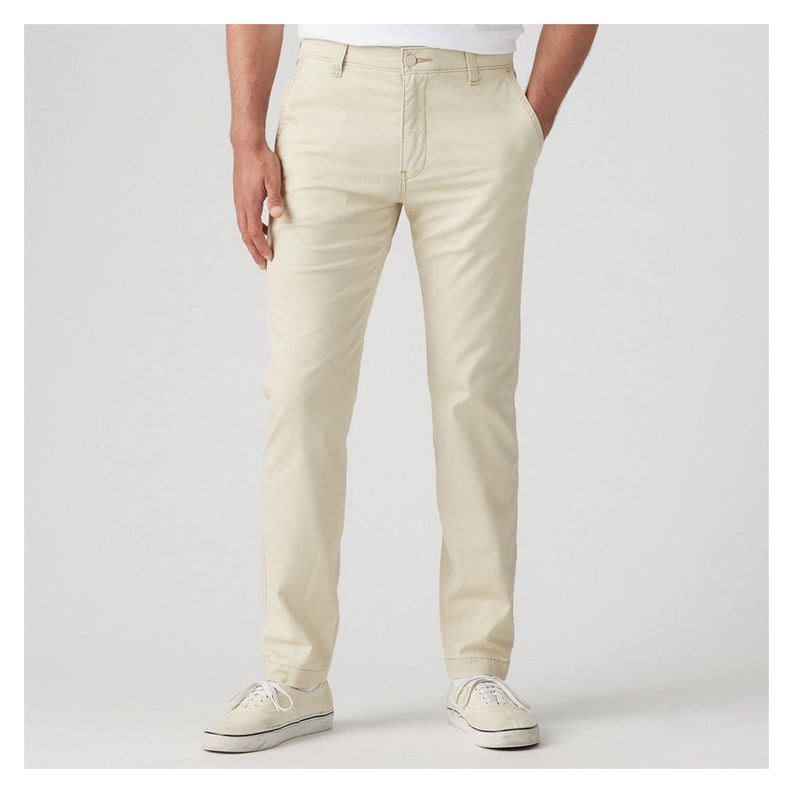 Ecru Linen Blend Stretch Chino Trousers main product photo