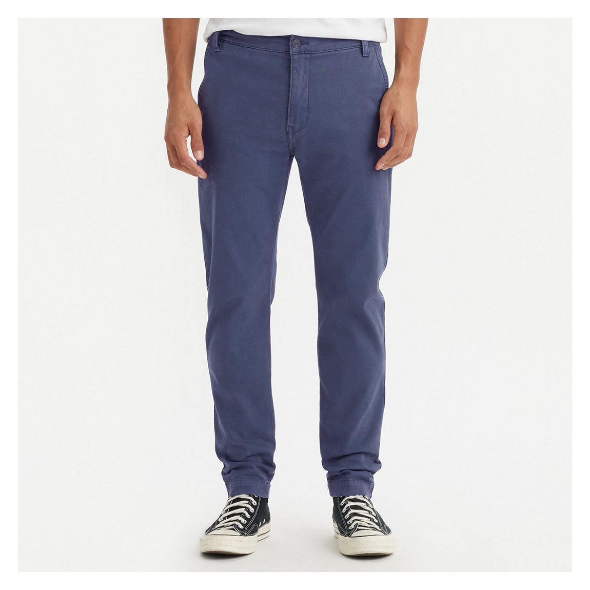 Mid Blue Linen Blend Stretch Chino Trousers main product photo