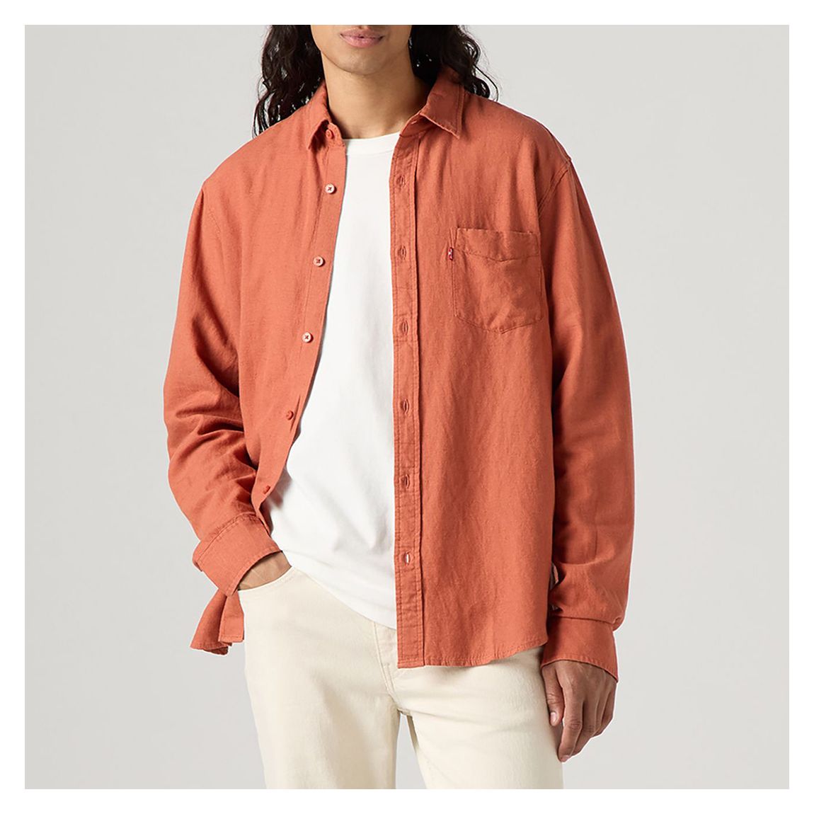Rust Linen Blend Relaxed Shirt main product photo
