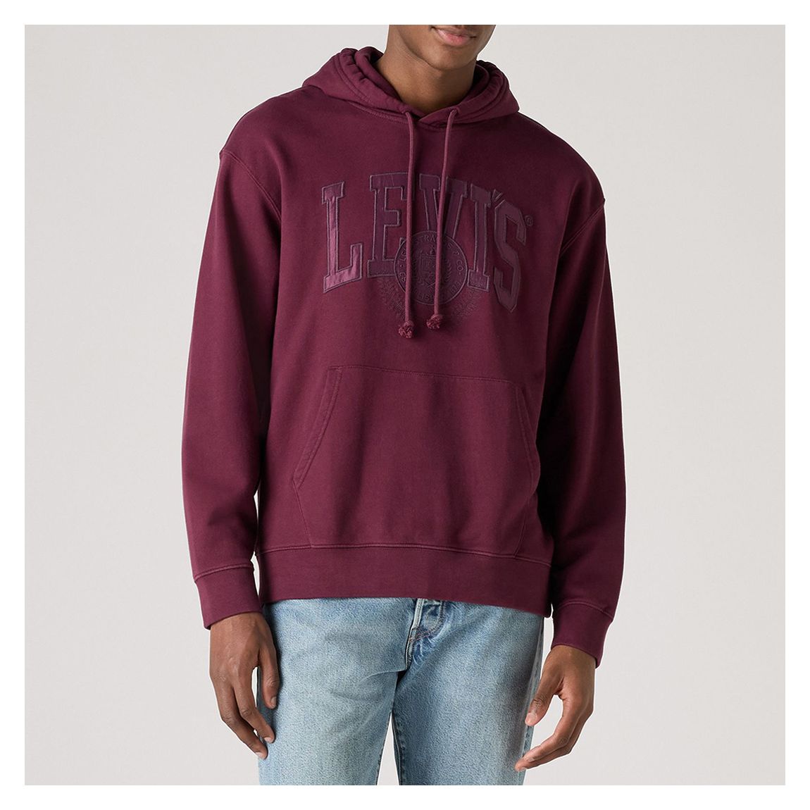 Burgundy Relaxed Graphic Cotton Hoodie main product photo
