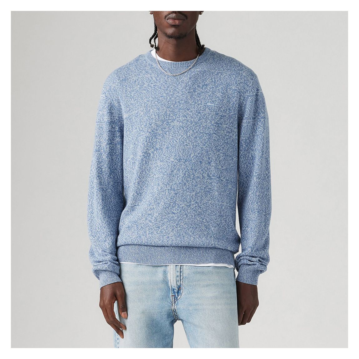 Washed Blue Lightweight Knitted Jumper main product photo