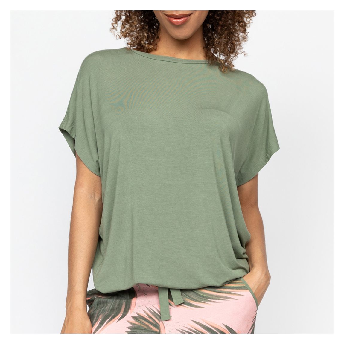 Lea Sage Green Cap Sleeve Pyjama Top main product photo