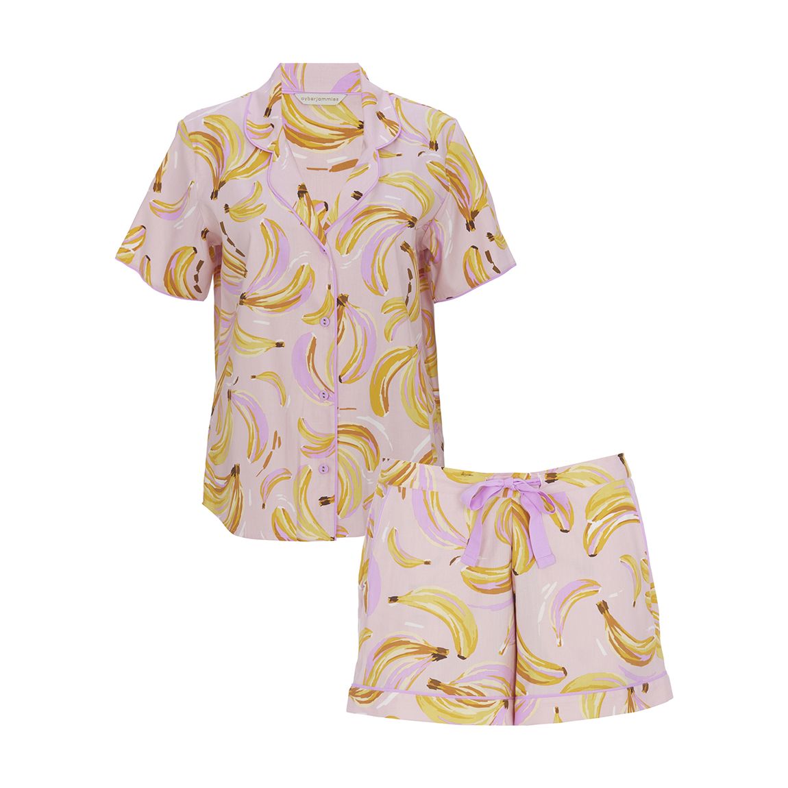 Betsy Light Pink Banana Print Shorty Set main product photo