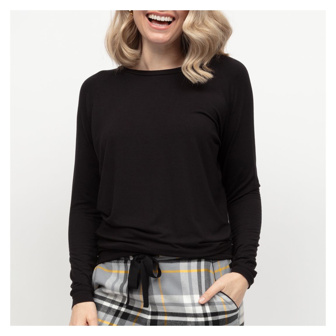 Parker Black Jersey Long Sleeve Pyjama Top main product photo