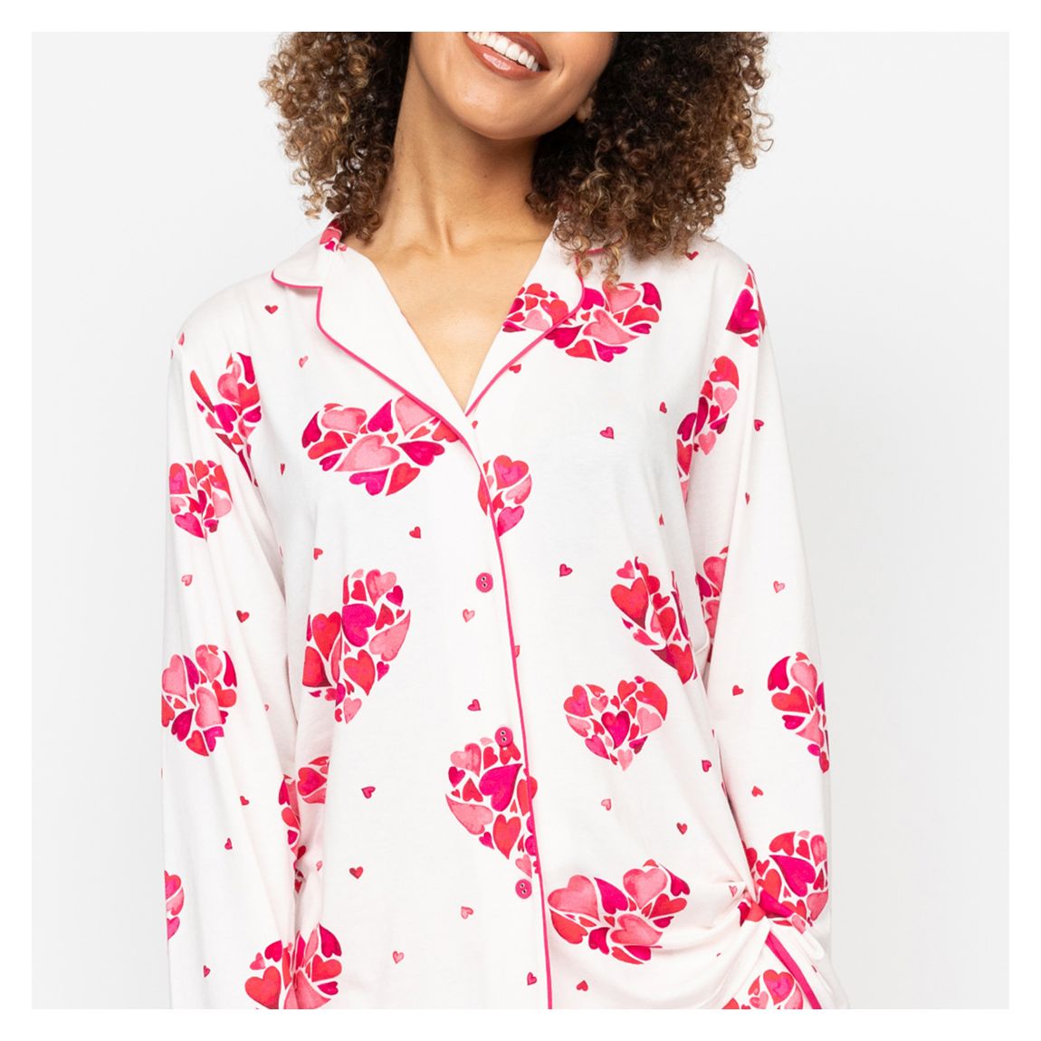 Aria Heart Printed Jersey Long Sleeve Pyjama Top main product photo