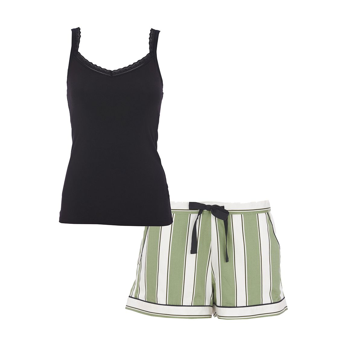 Nancy Black Jersey Support Vest & Printed Stripe Shorty Set main product photo