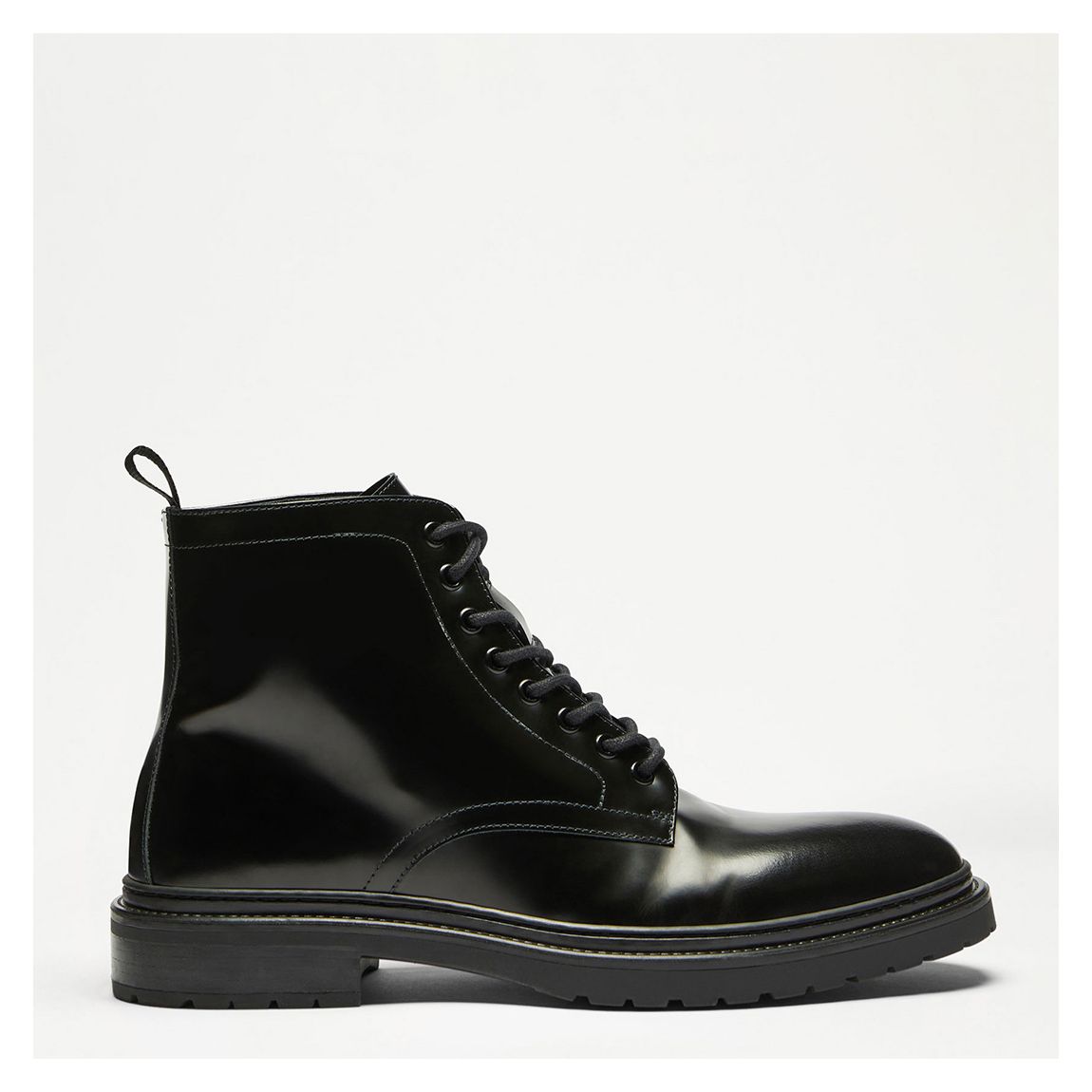 Men's Black Hi-Shine Platoon Cleated Boots main product photo