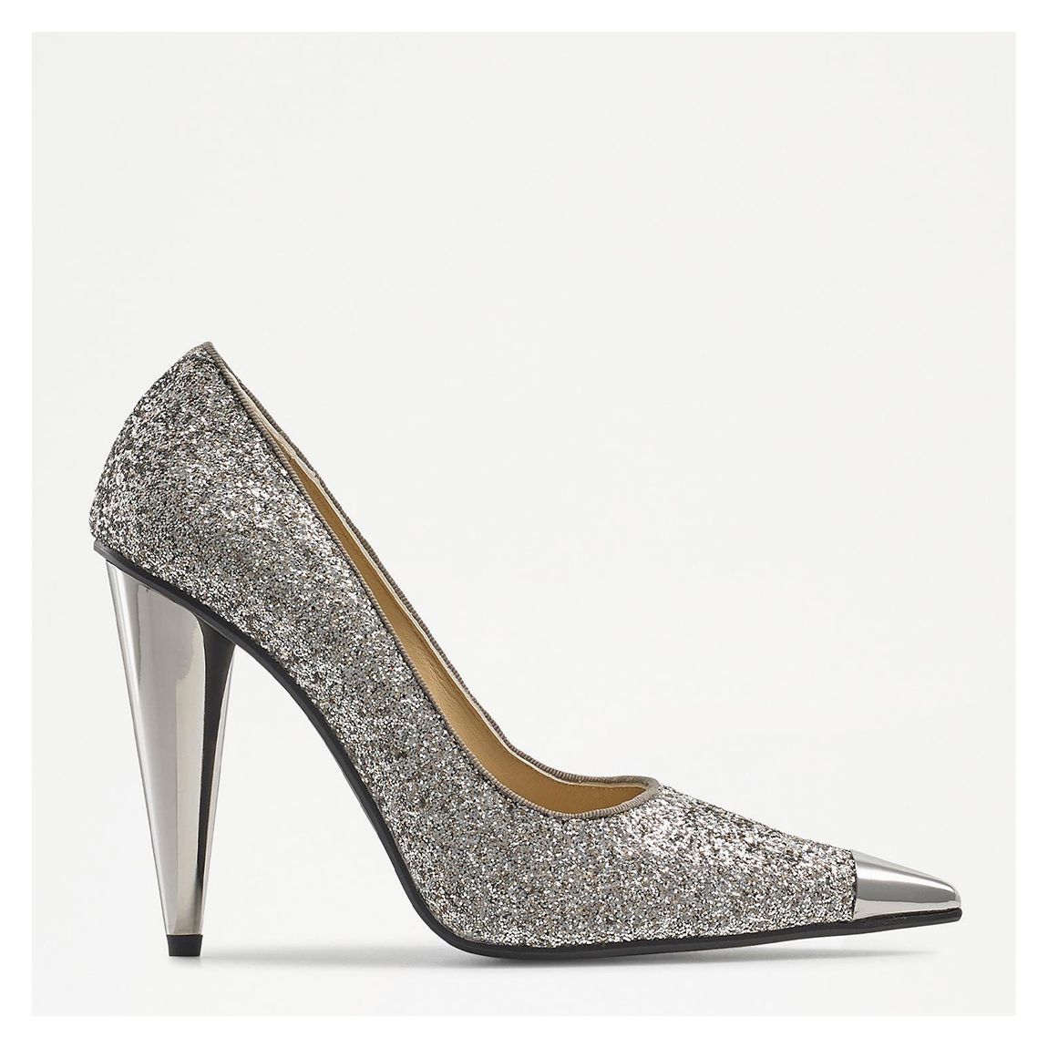 Women's Silver Glitter Heeled Closed Shoe main product photo