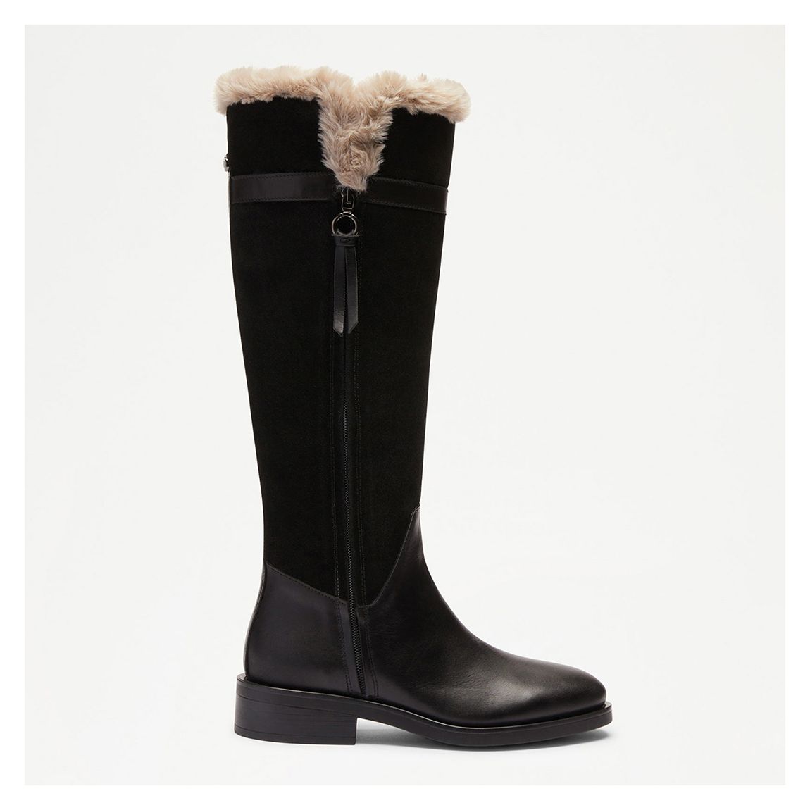 Women's Black Slope Shearling Lined Flat Tall Boots main product photo