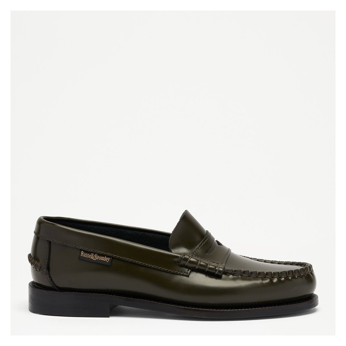 Women's Green Dartmoor Leather Flat Loafers main product photo