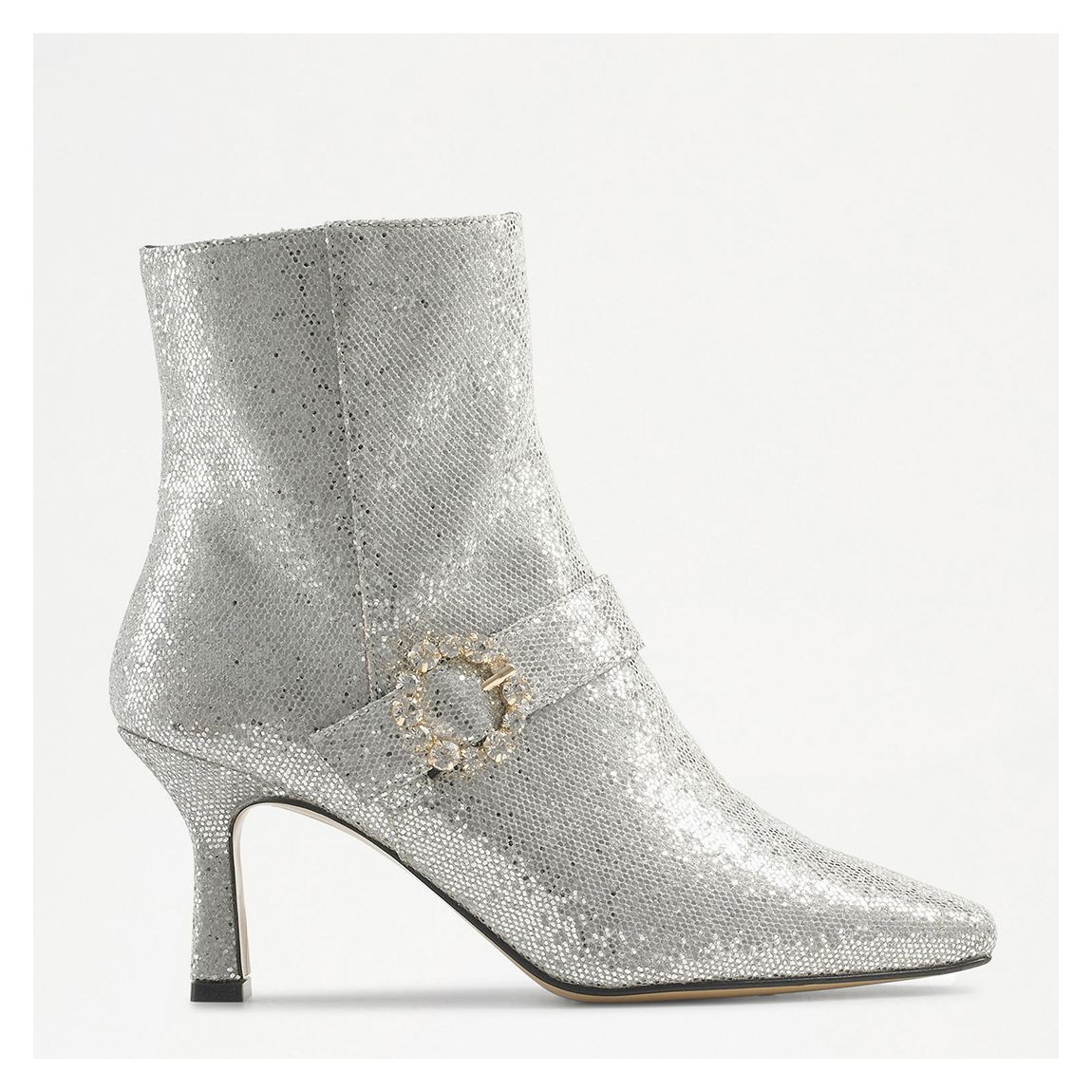 Women's Silver Gala Glitter Heeled Ankle Boots main product photo