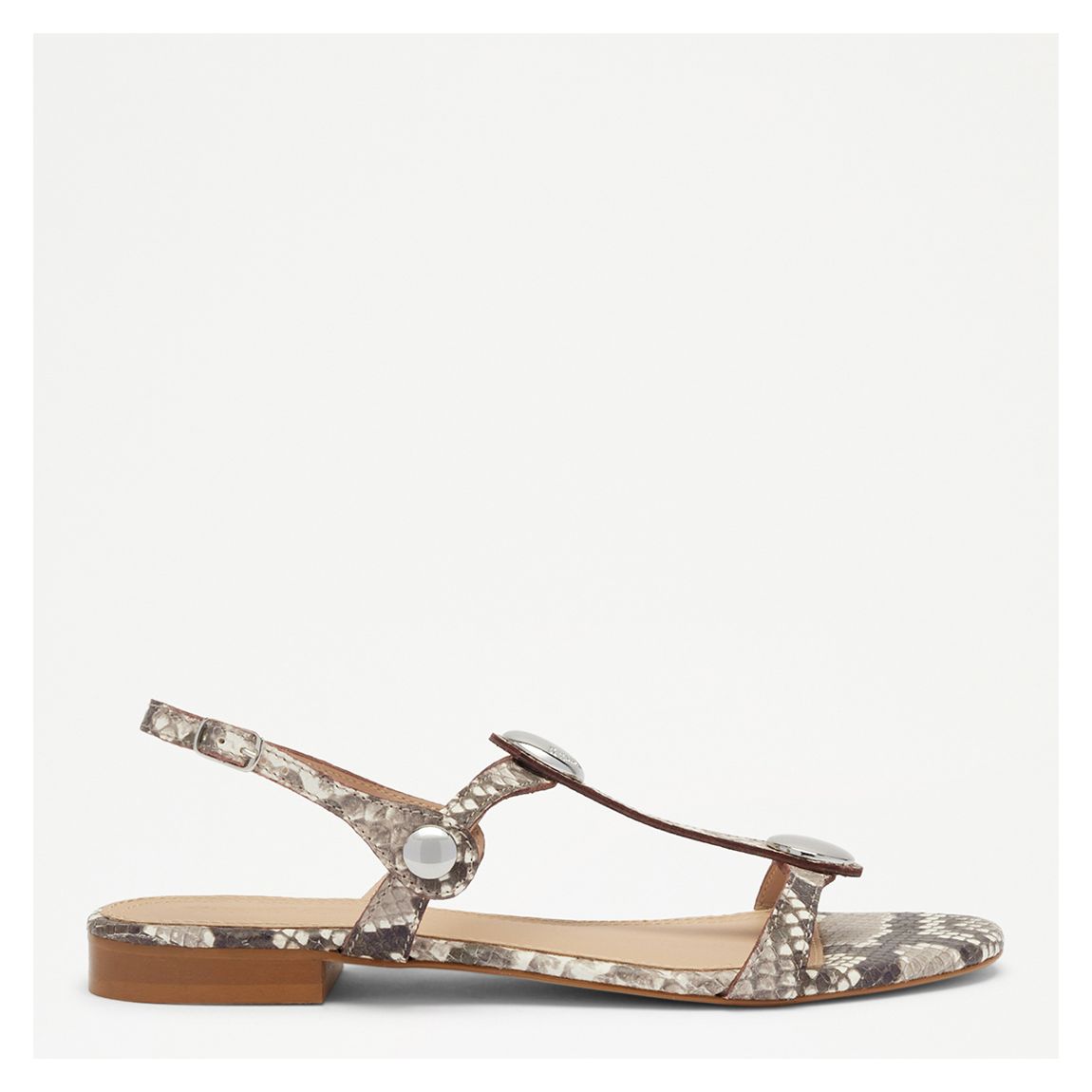 Women's Snake Print Lauren Leather Flat Sandal main product photo
