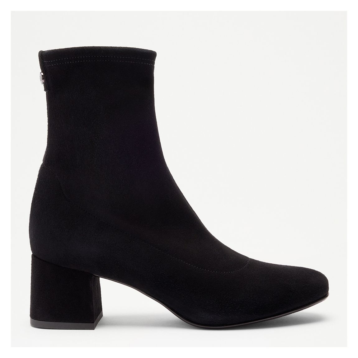 Women's Black Infinity Stretch Suede Heeled Ankle Boots main product photo