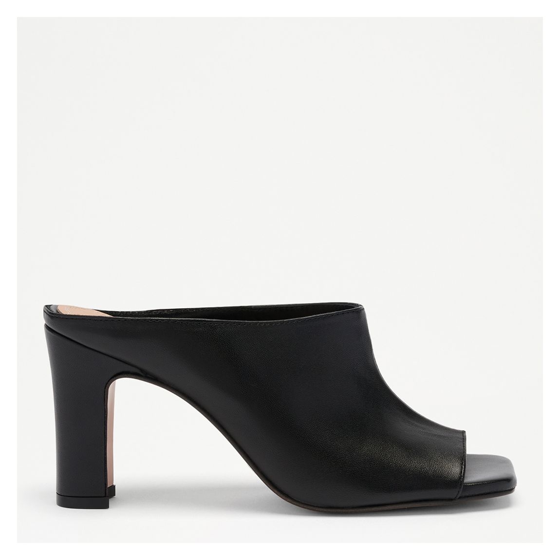 Women's Black Ashmore Leather Heeled Mules main product photo