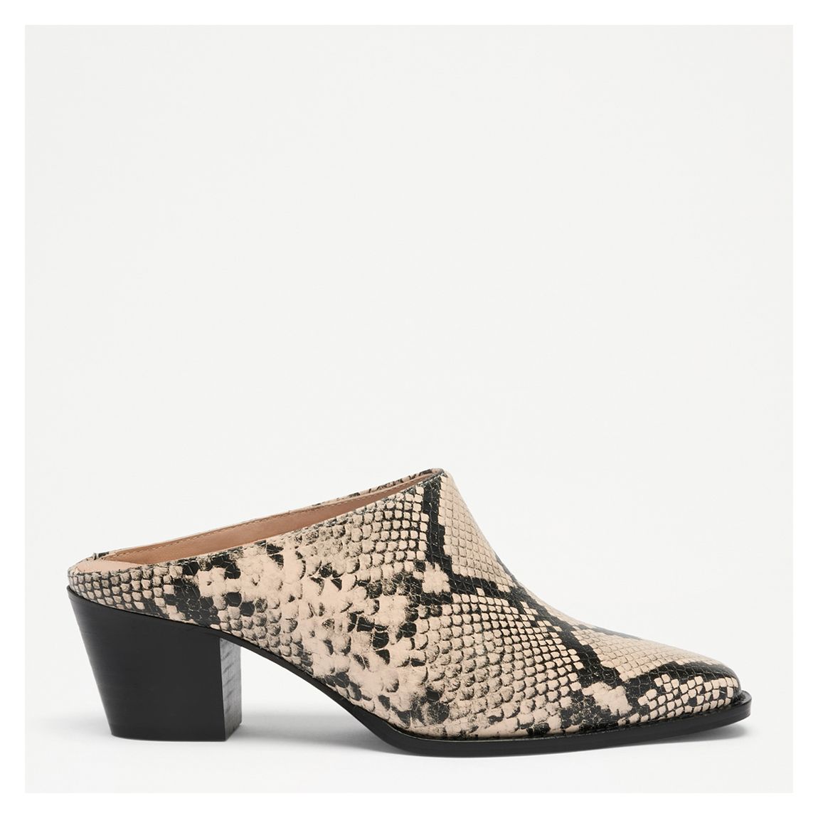 Women's Snake Print Betton Leather Heeled Mules main product photo