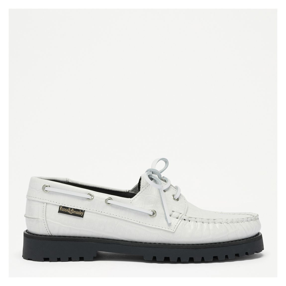 Women's White Johnby Croc AnimalBoat Shoe main product photo