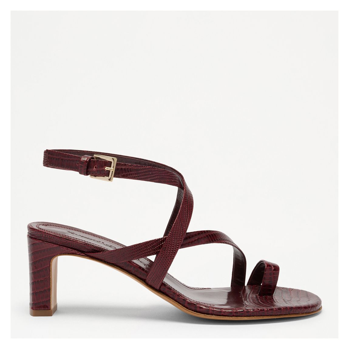 Women's Bordeaux Lizard Ashley Toe Post Heeled Sandals main product photo