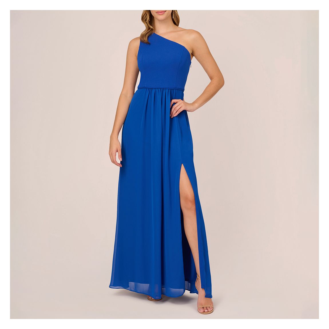 Blue One Shoulder Chiffon Gown main product photo