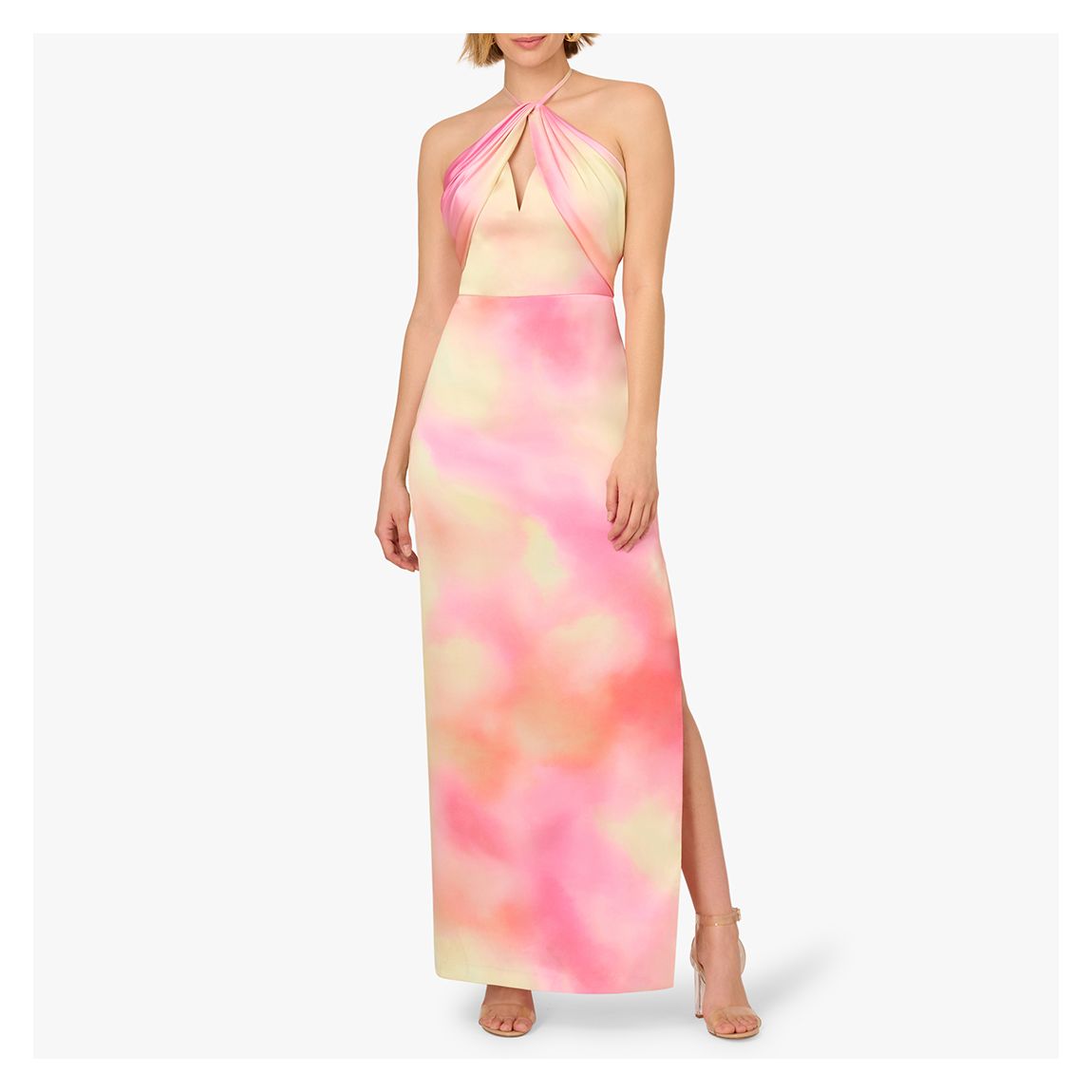 Pink Printed Sateen Long Dress main product photo