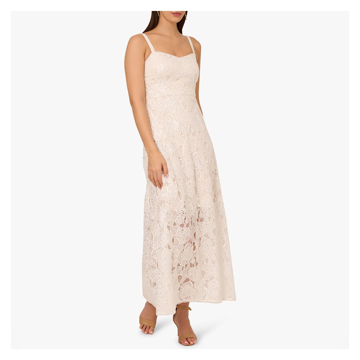 Ivory Sequin Lace Ankle Dress main product photo