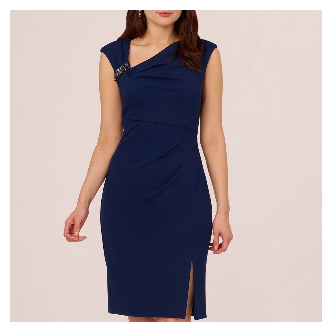 Navy Knit Crepe Short Dress main product photo