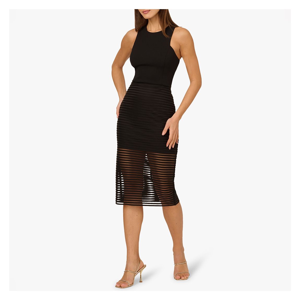 Black Shadow Stripe Midi Dress main product photo