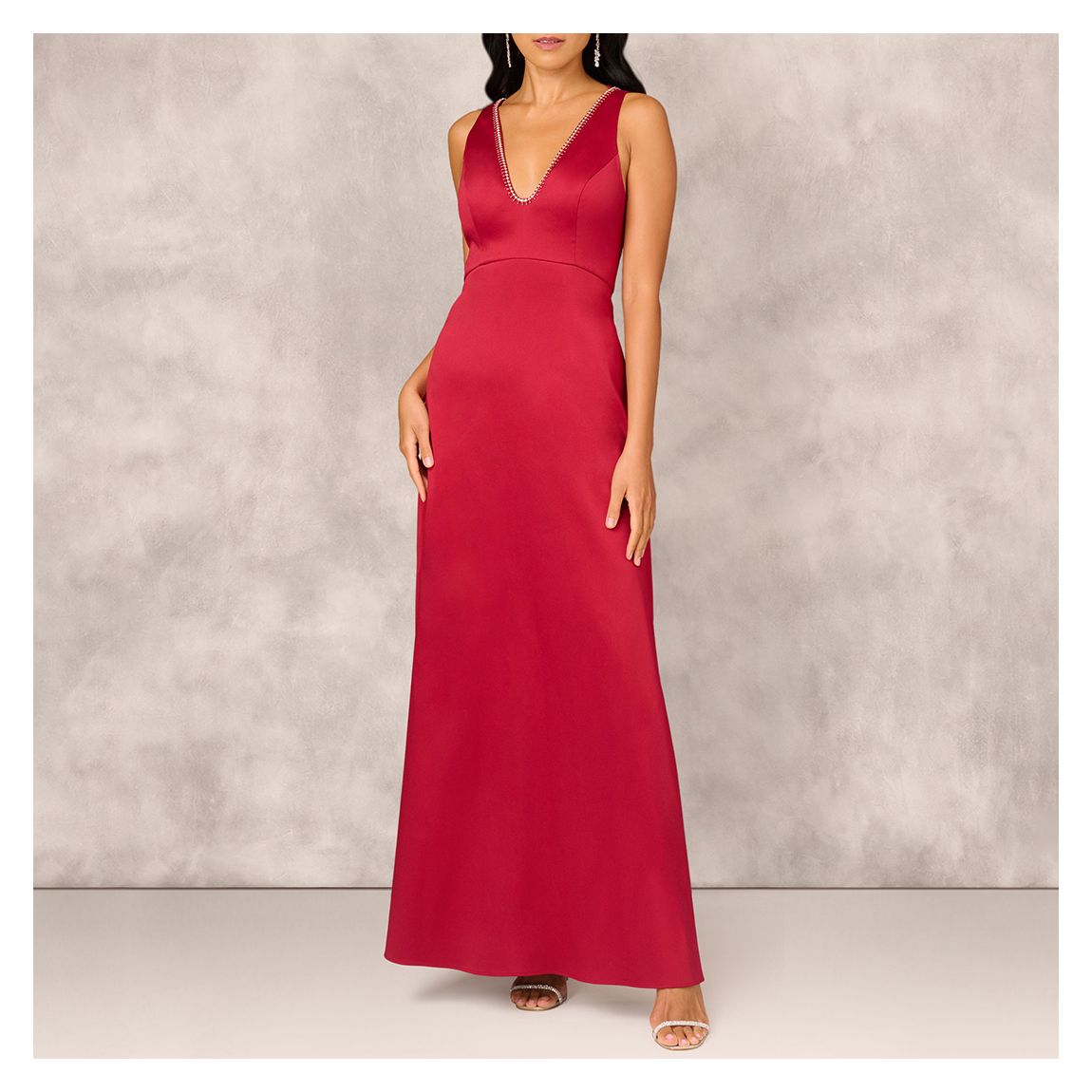 Red Stretch Mikado A-Line Gown main product photo