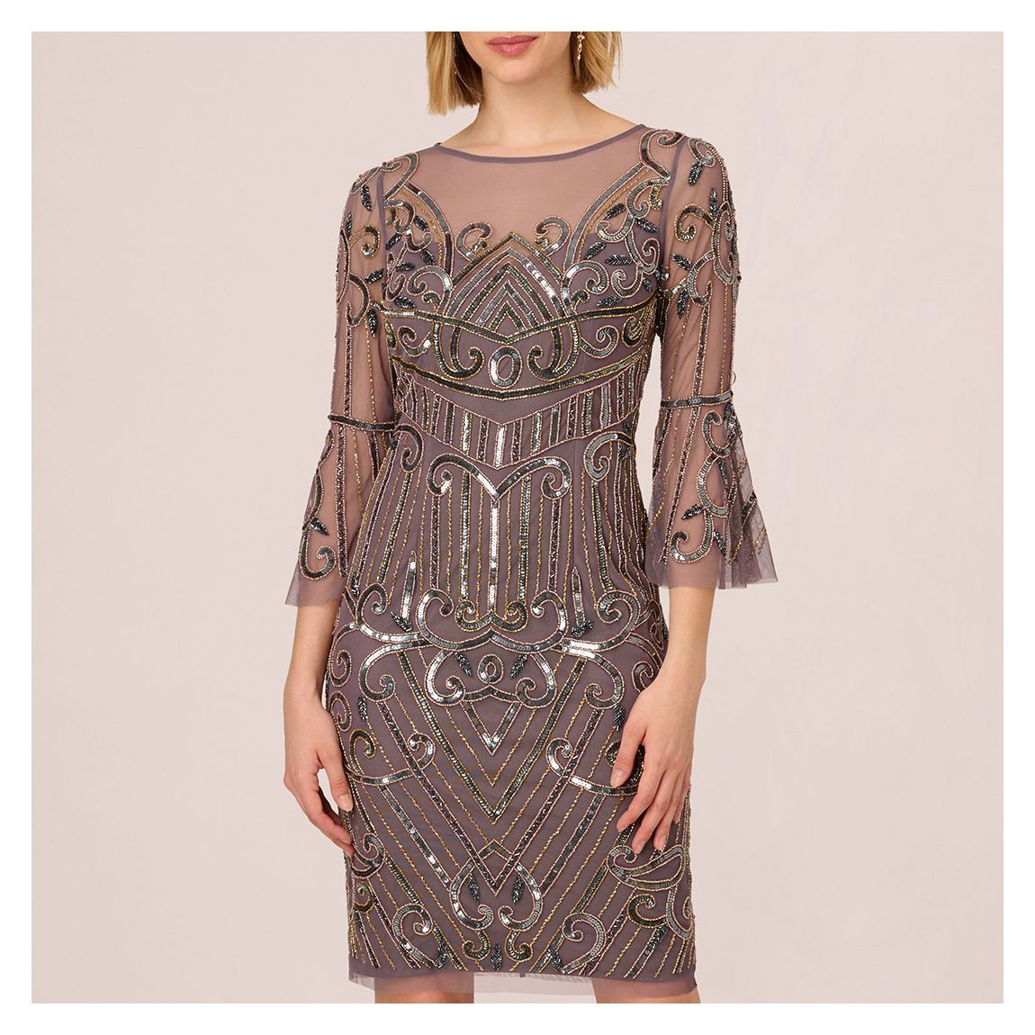Blush Bead Bell Sleeve Dress main product photo