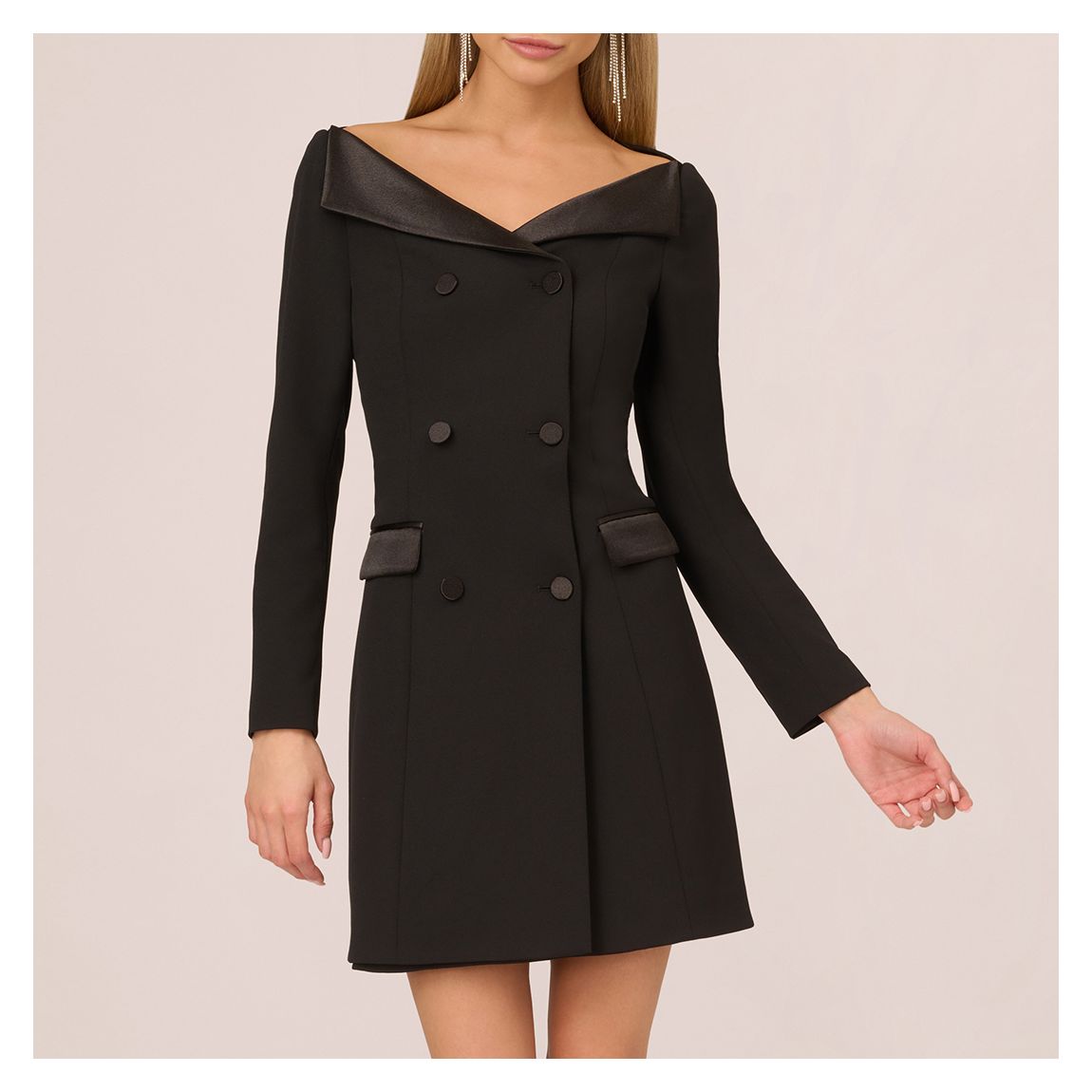 Black Knit Crepe Blazer Dress main product photo