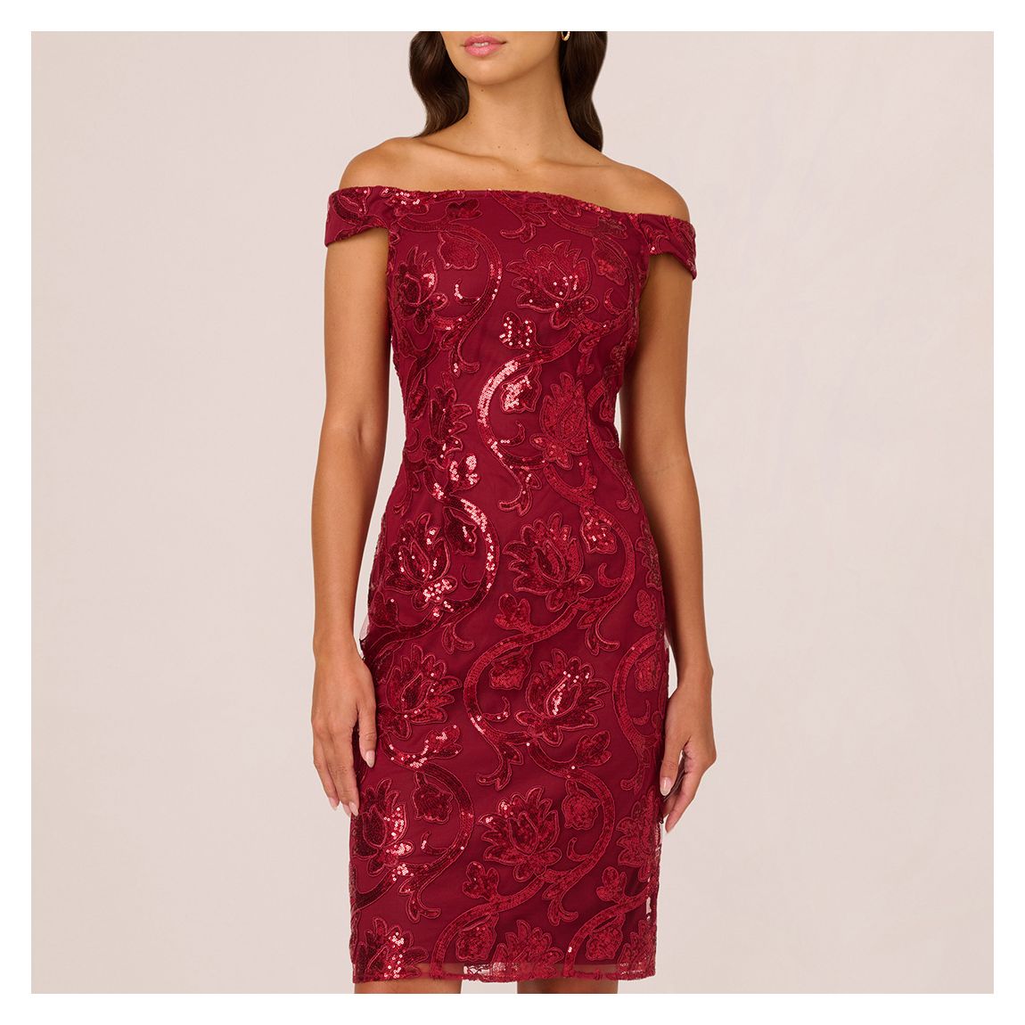 Red Off Shoulder Sheath Dress main product photo